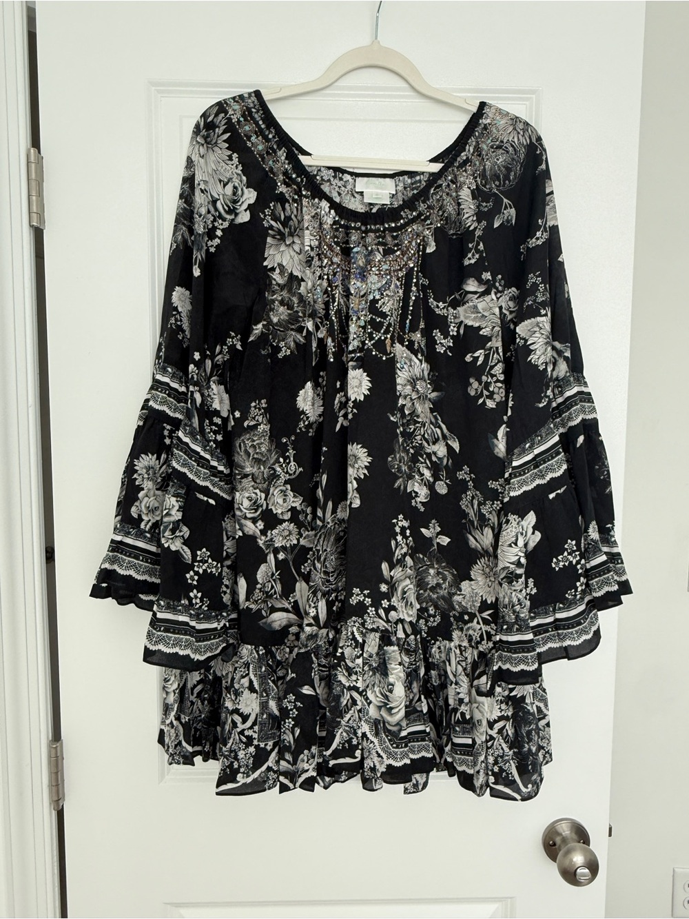 Camilla Black and White Print Mini Dress
